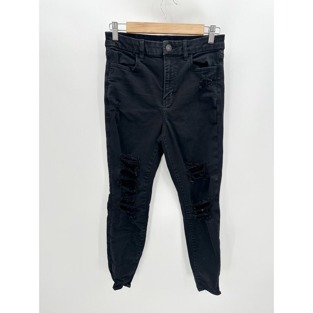 American Eagle Black Wash Curvy Hi-Rise Jegging Denim Stretch Jeans Womens 8
